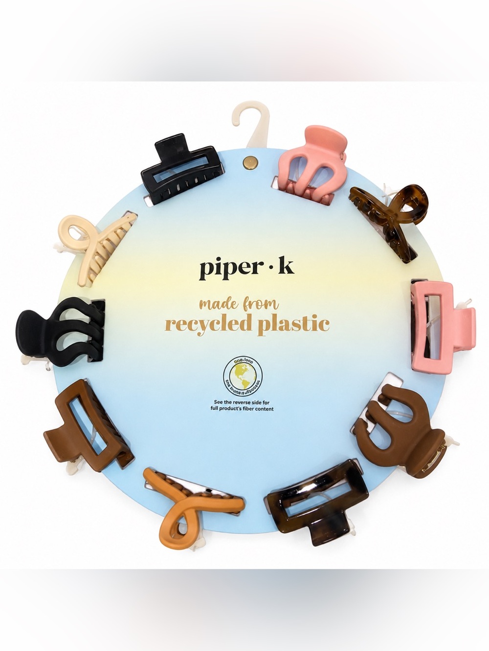 piper k Recycled Plastic Hair Claw Clip Set - Neutral Mix